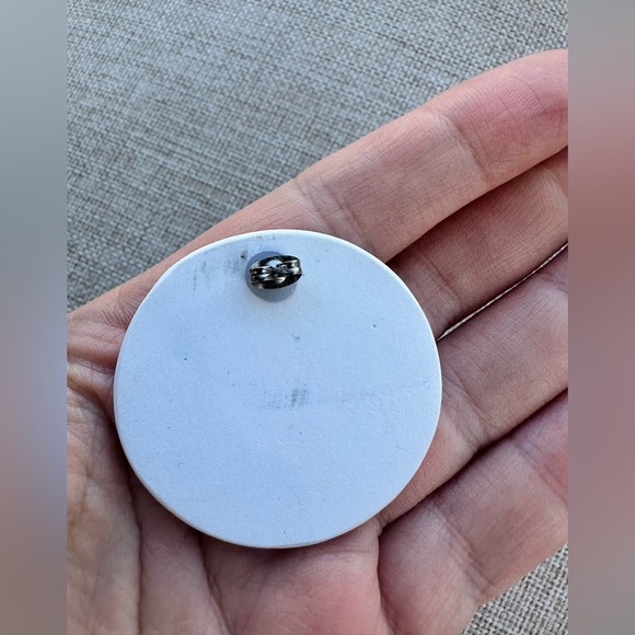 Blue & Black Abstract Polymer Clay Button Earrings - Picture 4 of 4